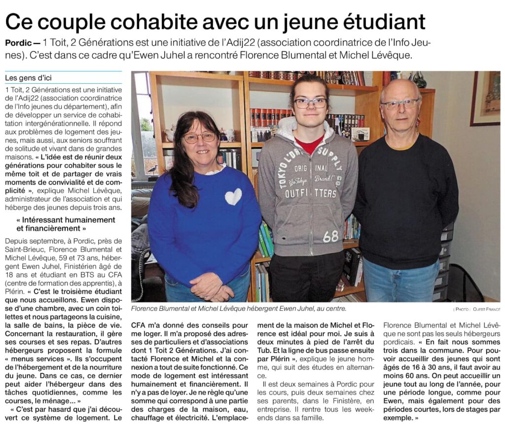 Article Journal 1 toit 2 générations - Cohabilis Breizh
